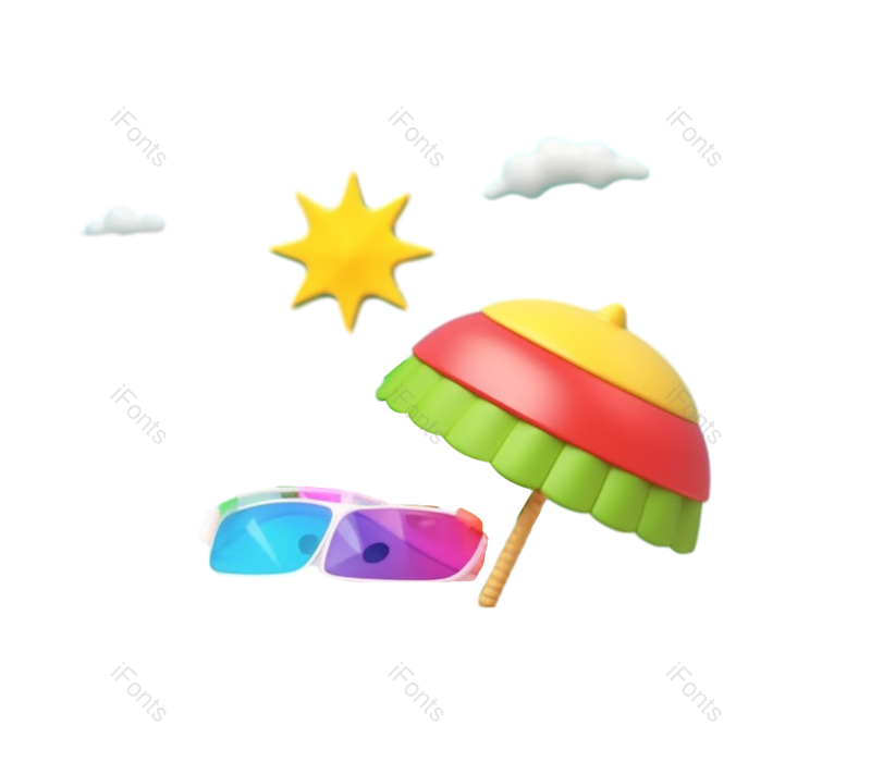 图标图片,3D元素,白云PNG,太阳伞免抠素材